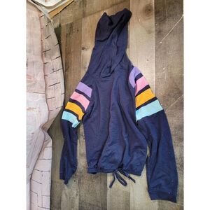 Kidpik youth blue long-sleeve‎ hooded shirts 7/8 stripes